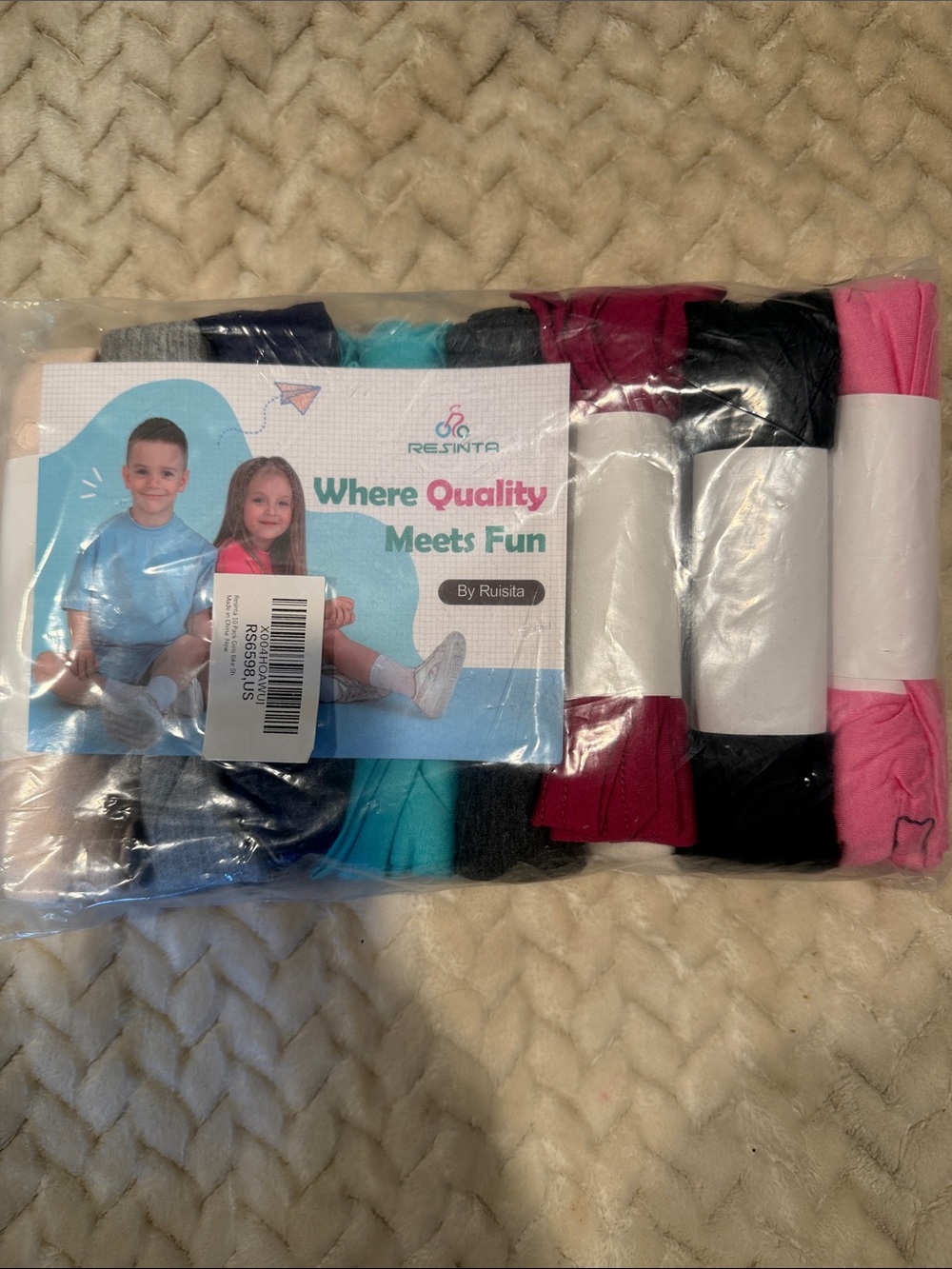 Kids' Shorts Pack — Pink, Black, Teal, Gray, Navy